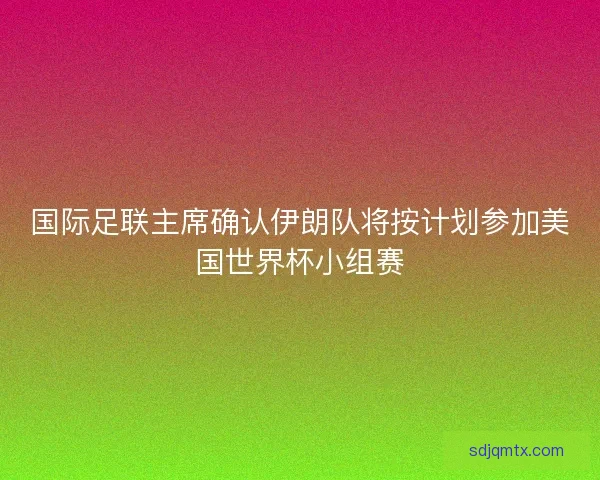 国际足联主席确认伊朗队将按计划参加美国世界杯小组赛