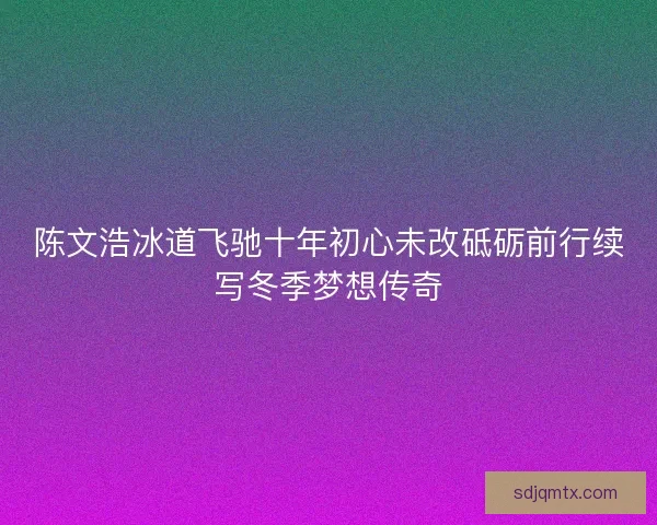 陈文浩冰道飞驰十年初心未改砥砺前行续写冬季梦想传奇